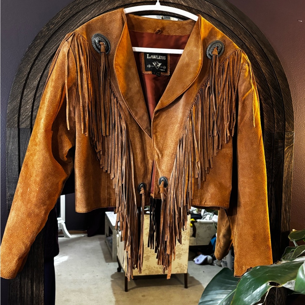 LAWLESS Tan Leather Fringe Jacket